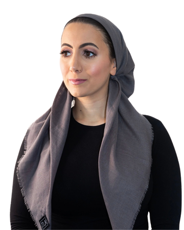 Solid Heather Grey Fringe Square Scarf